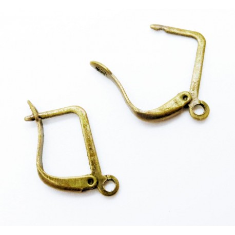 Leisure-Beads - 1 Paar bronzefarben Brisuren 20x12,5mm eckige Klappbrisuren - Schmuckzubehör zum Ohrringe basteln