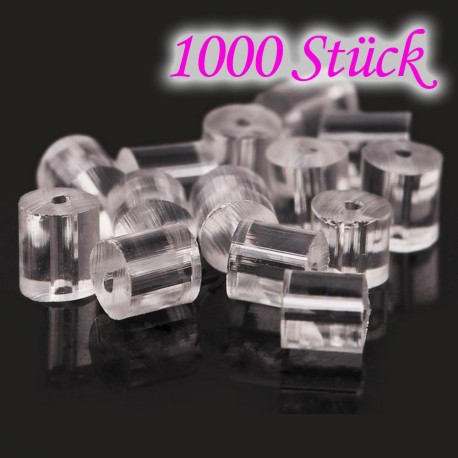 Leisure-Beads - 1000 Stück Ohrstopper 4x3mm hochtransparente aus Silikon - Schmuckzubehör zum Ohrringe selbermachen