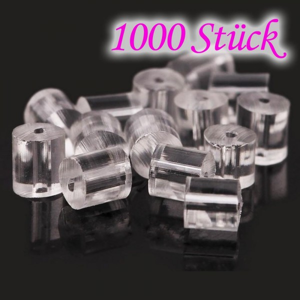 1000 Stück Ohrstopper 4x3mm hochtransparente aus Silikon - Schmuckzubehör zum Ohrringe selbermachen - Leisure-Beads DIY