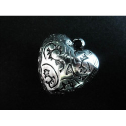 Leisure-Beads - 1x Silberfarbener Herz Anhänger 25x24x14mm Acryl plattiert - Schmuckzubehör