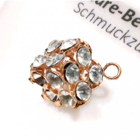 Leisure-Beads - 1x rosegoldfarben Würfel 12x12mm mit Strass Schmuckanhänger - Schmuckzubehör