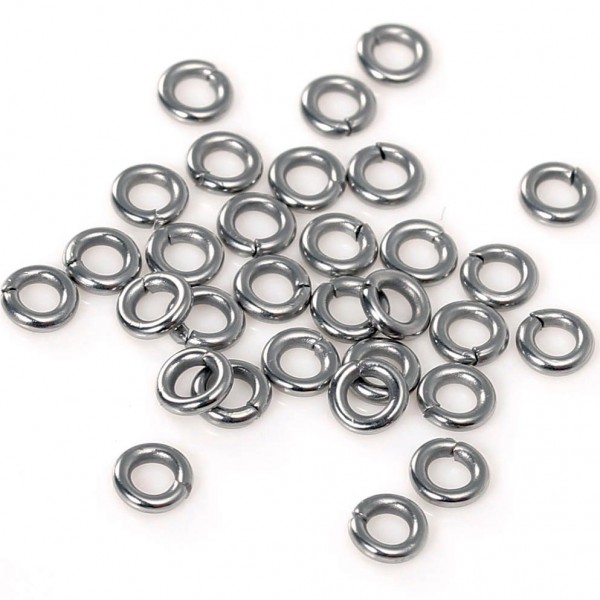 50x Edelstahl Biegering 4mm x 1mm silberfarben Bindering - Schmuckzubehör - Leisure-Beads DIY