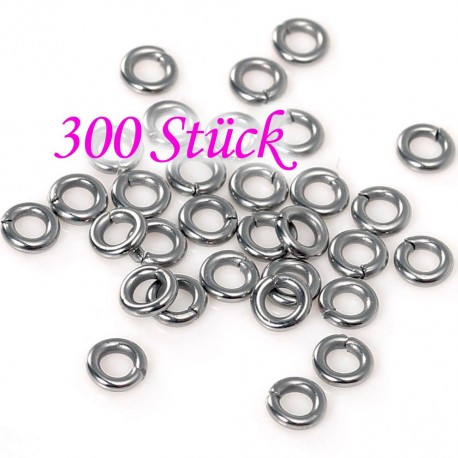 Leisure-Beads - 300 Edelstahl Biegering 4mm x 1mm runder silberfarben Biegering - Schmuckzubehör Biegering