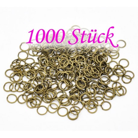 Leisure-Beads - 1000x bronzefarben Biegering 6mm x 0,7mm runde Binderinge - Schmucktzubehör