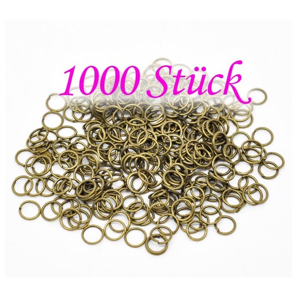 1000x bronzefarben Biegering 6mm x 0,7mm runde Binderinge - Schmucktzubehör - Leisure-Beads DIY