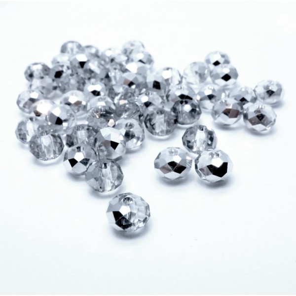 50x halbsilberfarben Glasperlen 6x4mm half plated - Schmuckzubehör - Leisure-Beads DIY