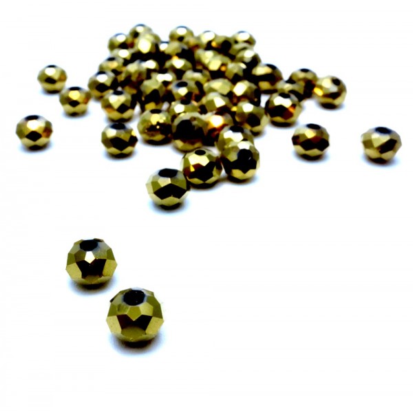 50x Glasperlen 6x4mm goldfarben Rondelle - Schmuckzubehör Glasperlen - Leisure-Beads DIY