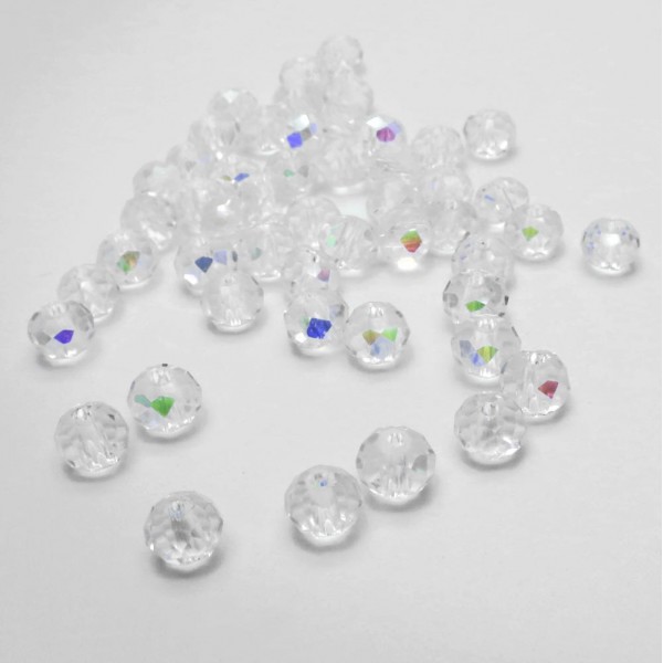 50x 6x4mm Glasperlen transparent mit Glanz - Schmuckzubehör - Leisure-Beads DIY