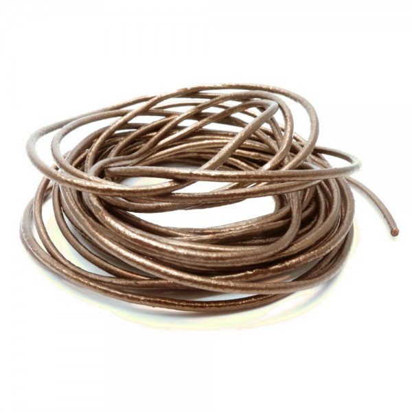 5m braune Lederschnur 2mm Perlglanz Lederband - Schmuckzubehör Lederband - Leisure-Beads DIY