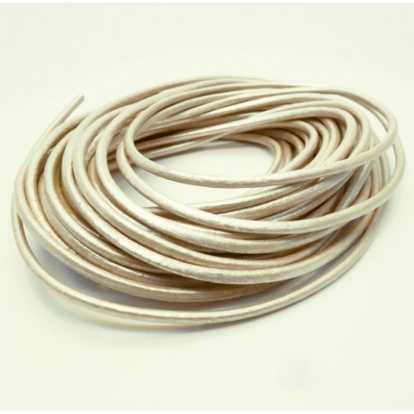 Leisure-Beads - 5m cremefarbene Lederschnur 2mm Perlglanz - Schmuckzubehör