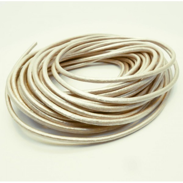 5m cremefarbene Lederschnur 2mm Perlglanz - Schmuckzubehör - Leisure-Beads DIY