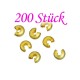 200 goldfarbene Kaschierperlen 6x4mm Cover Crimp Perlen - Schmuckzubehör