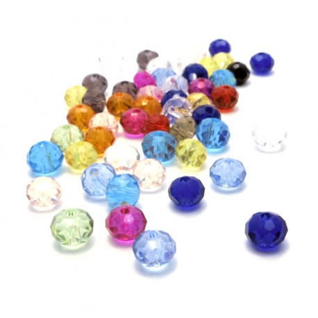 Leisure-Beads - 50 St. 6x4mm bunte Glasperlen - Schmuckzubehör bunter Perlenmix - buntes Schmuckzubehör