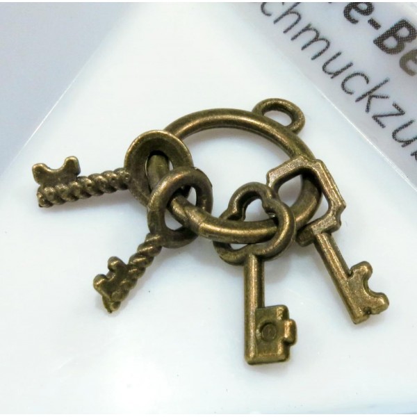1x bronzefarben Schlüsselbund 14x23mm Schmuckanhänger - Schmuckzubehör - Leisure-Beads DIY