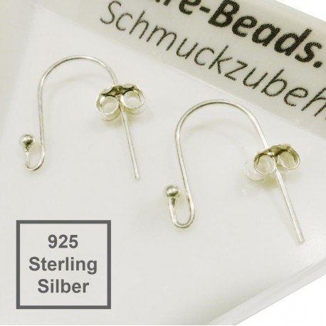 Leisure-Beads - 2x 925er Sterling Silber Ohrhaken 17x11mm mit 925er Stoppern - Schmuckzubehör