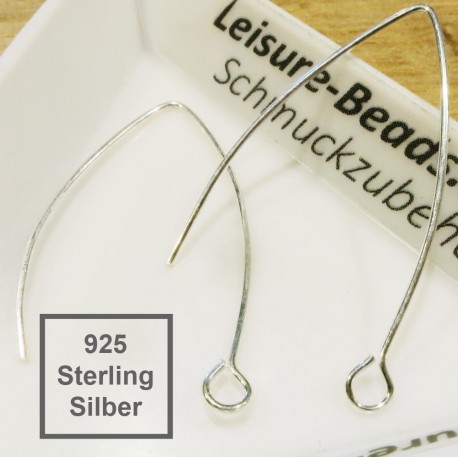 Leisure-Beads - 2x 925 Sterling Silber Ohrhaken 33mm 925er Ohrfedern - Schmuckzubehör