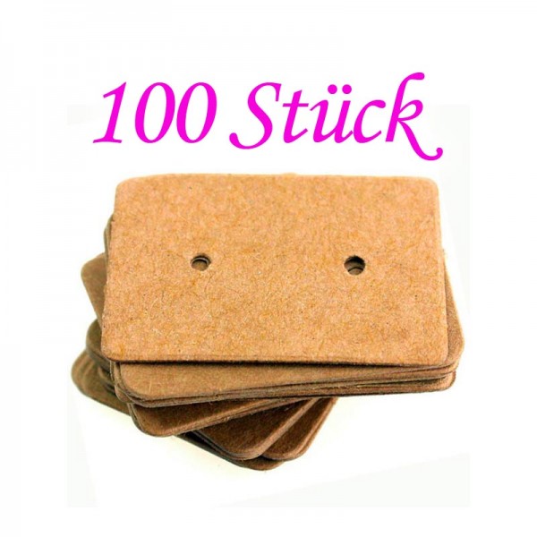 100 natur braune Schmuck Karten 33x25mm Papier ohne Schrift Schmuck Display Ohrstecker - Schmuckzubehör - Leisure-Beads DIY