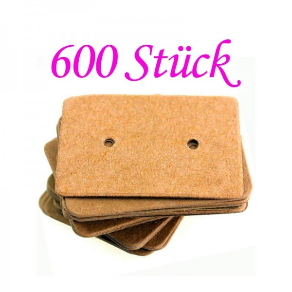 600 natur braune Schmuck Karten 33x25mm Papier ohne Schrift Schmuck Display Ohrstecker - Schmuckzubehör - Leisure-Beads DIY