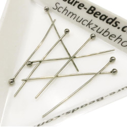 10 Edelstahl Nietstifte 30mm silberfarben Schmuckdraht mit rundem Kopf - Edelstahl Schmuckzubehör