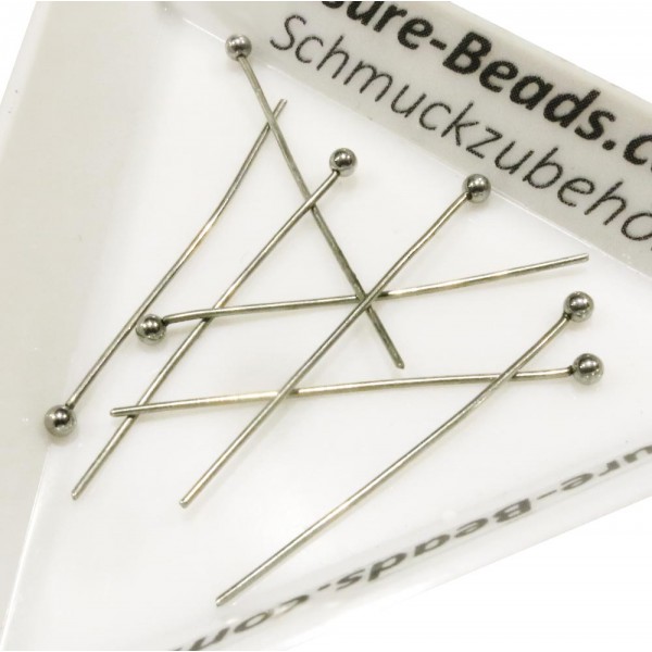 10 Edelstahl Nietstifte 30mm silberfarben Schmuckdraht mit rundem Kopf - Schmuckzubehör - Leisure-Beads DIY