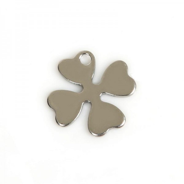 1x Edelstahl Kleeblatt 15x15mm Schmuck Anhänger silberfarben Anhänger - Schmuckzubehör - Leisure-Beads DIY