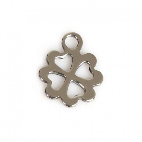 Leisure-Beads - 1x Edelstahl Kleeblatt 13x10mm Schmuck Anhänger silberfarben Anhänger - Schmuckzubehör