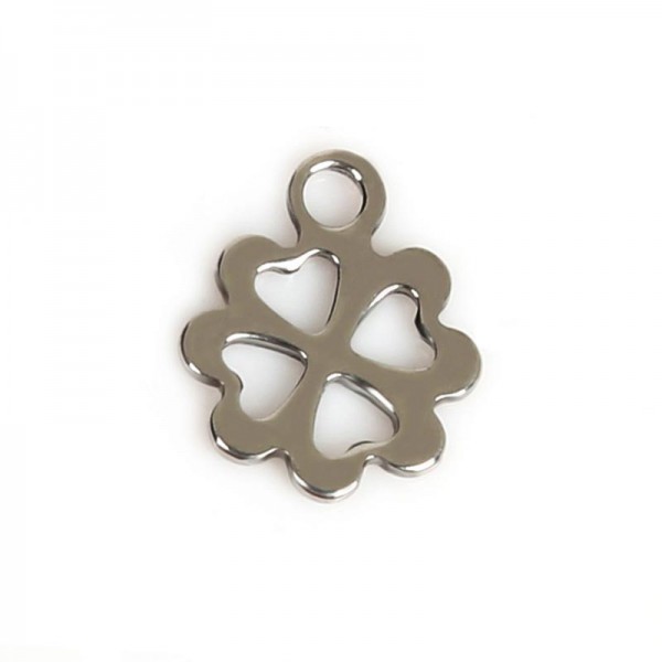 1x Edelstahl Kleeblatt 13x10mm Schmuck Anhänger silberfarben Anhänger - Schmuckzubehör - Leisure-Beads DIY