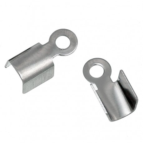 Leisure-Beads - 4x Edelstahl Endkappe 9x5mm silberfarbene Bandverbinder - Schmuckzubehör Endkappe