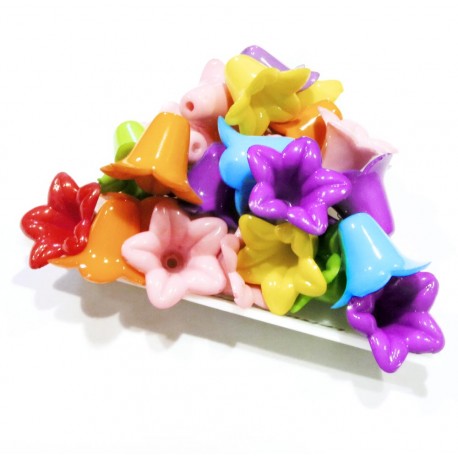Leisure-Beads - 30 Stück bunte Perlenkappen 17x12mm aus Acryl Blumenkelch Perlen Kappen - Schmuckzubehör Perlenkappe