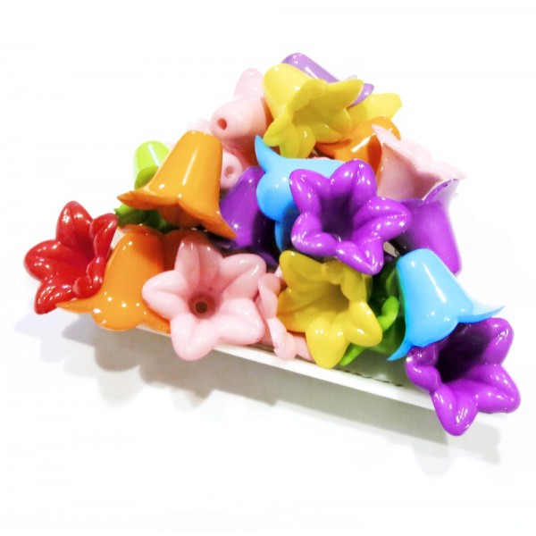 30 Stück bunte Perlenkappen 17x12mm aus Acryl Blumenkelch Perlen Kappen - Schmuckzubehör Perlenkappe - Leisure-Beads DIY