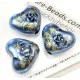 1x blaue Acryl Herz Perle 19x16mm mit Rose - Acryl Schmuckzubehör - Leisure-Beads DIY