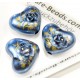 1x blaue Acryl Herz Perle 19x16mm mit Rose - Acryl Schmuckzubehör