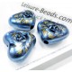 1x blaue Acryl Herz Perle 19x16mm mit Rose - Acryl Schmuckzubehör