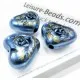1x blaue Acryl Herz Perle 19x16mm mit Rose - Acryl Schmuckzubehör - Leisure-Beads DIY