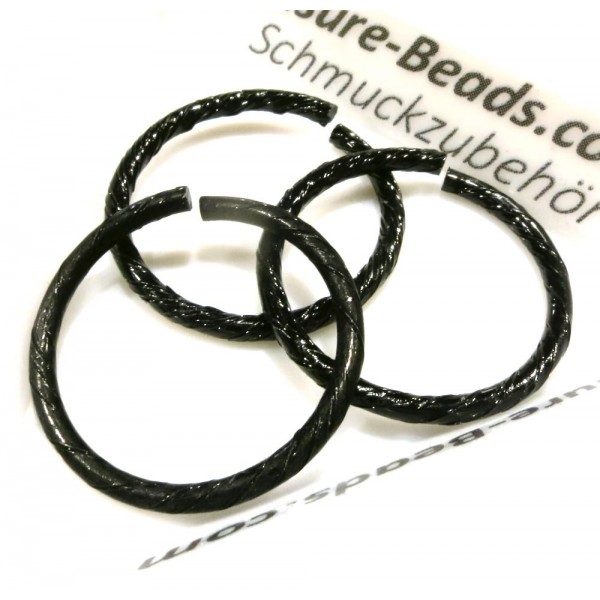 3x schwarzer Biegering 22mm x 2mm aus Aluminium rund - Schmuckzubehör - Leisure-Beads DIY