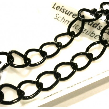 Leisure-Beads - 100cm schwarze Kette aus Aluminium 5,5x8,5mm schwarze Gliederkette - Schmuckzubehör