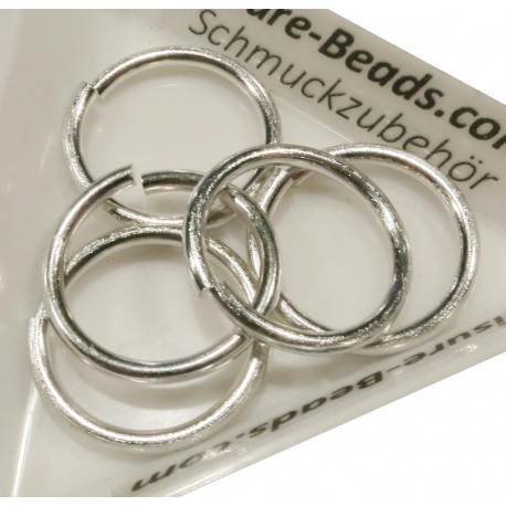 Leisure-Beads - 5x Biegering 21mm x 2mm Aluminium Ringe rund hellsilberfarben - Schmuckzubehör Biegering