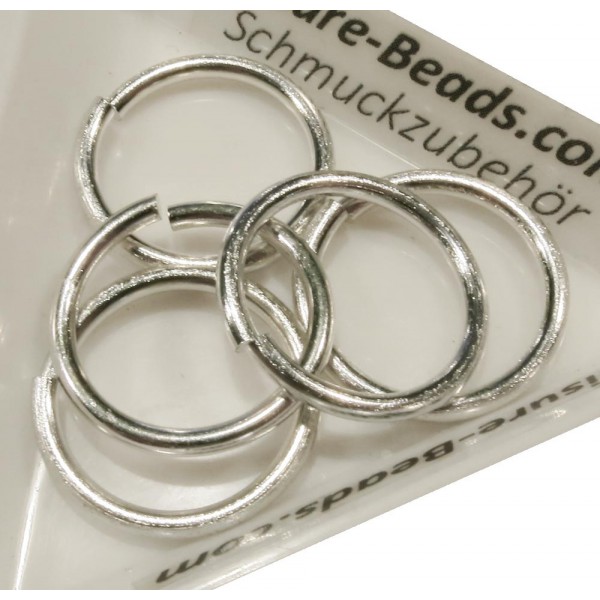 5x Biegering 21mm x 2mm Aluminium Ringe rund hellsilberfarben - Schmuckzubehör Biegering - Leisure-Beads DIY