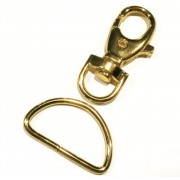 1x goldfarben Karabinerhaken 51mm mit Halbring 38x23mm - Schmuckzubehör