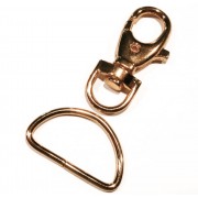 1x rosegoldfarben Karabinerhaken 51mm mit Halbring 38x23mm - rosegoldfarben Schlüsselanhänger basteln