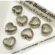 2x Herz Metallperle 10x9mm silberfarben Silberherz Spacer - Schmuckzubehör Metallperlen