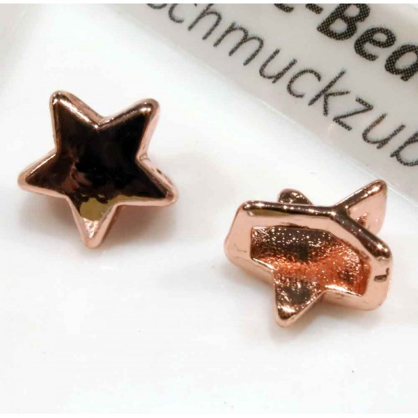 1x rosegoldfarben Stern Schiebeperle 10x6mm Innen 6x2mm - Schmuckzubehör Schiebeperle - Leisure-Beads DIY