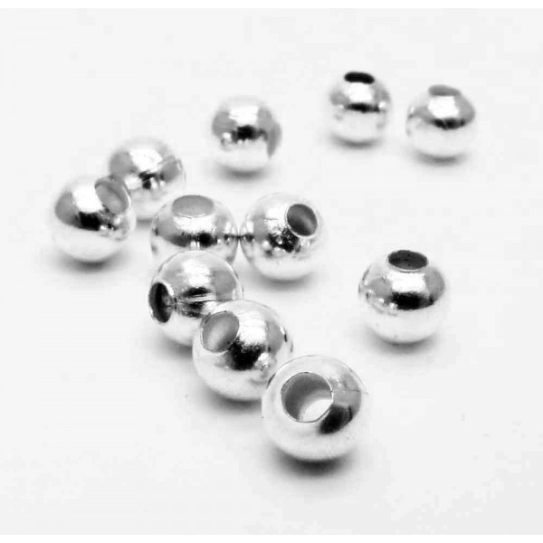 10x hellsilberfarben Metallperlen 4mm Mini Kugel Spacer - Schmuckzubehör Metallperlen - Leisure-Beads DIY