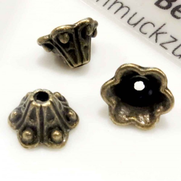 5x bronzefarben Perlenkappen 10x5mm Trichter bronzefarbene Perlen Kappen - Schmuckzubehör - Leisure-Beads DIY
