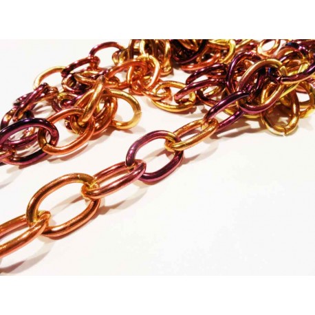 Leisure-Beads - 100cm rosa-orange Kette aus Aluminium 16x12mm Gliederkette - Schmuckzubehör