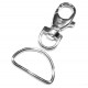 1x silber Karabinerhaken 51mm mit Halbring 38x23mm - Schmuckzubehör