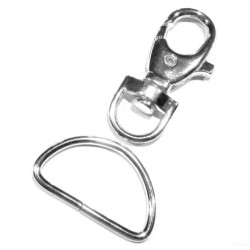 Leisure-Beads - 1x silberfarben Karabinerhaken 51mm mit Halbring 38x23mm - Schmuckzubehör