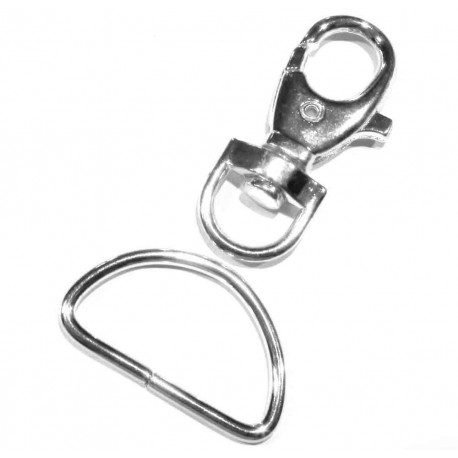 Leisure-Beads - 1x silberfarben Karabinerhaken 51mm mit Halbring 38x23mm - Schmuckzubehör