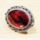 1x rote faccettierte Glas Schiebeperle 26x21mm silber rote Großlochperle oval - Schmuckzubehör Schiebeperle