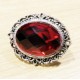 1x rote faccettierte Glas Schiebeperle 26x21mm silber rote Großlochperle oval - Schmuckzubehör Schiebeperle
